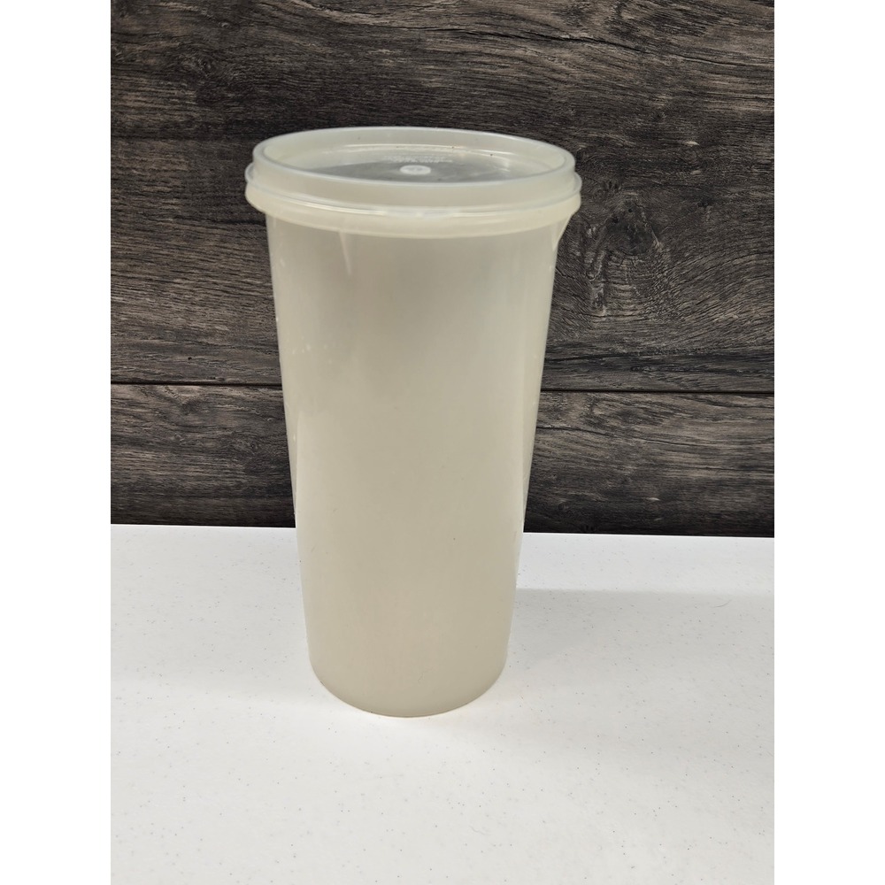 Vintage Tupperware Canister 261-15 with Seal 215-28 Translucent White Tall Cup